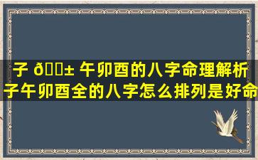 子 🐱 午卯酉的八字命理解析「子午卯酉全的八字怎么排列是好命」
